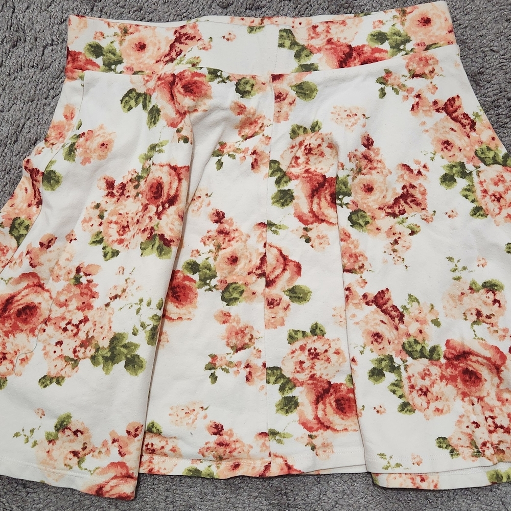 Forever 21 White Orange Floral Skirt | Size XS